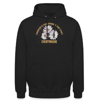 Freundlichkeit ist kostenlos, streuen Sie das Zeug überall - Unisex Hoodie - Schwarz - Vorne - Alina (178cm) & Michal (187cm)