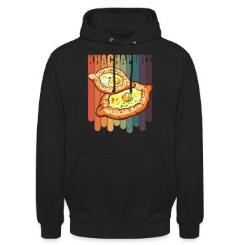 Khachapuri Géorgien Spécialité Voyage Géorgie - Sweat-shirt à capuche unisexe - noir - Devant - Alina (178cm) & Michal (187cm)