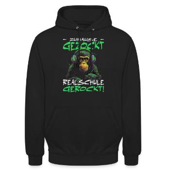 Realschule bestanden - Schulabschluss - Unisex Hoodie - Schwarz - Vorne - Alina (178cm) & Michal (187cm)
