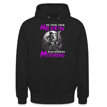 Motorradfahrerin - Bikerin / Biker Frauen - Unisex Hoodie - Schwarz - Vorne - Alina (178cm) & Michal (187cm)