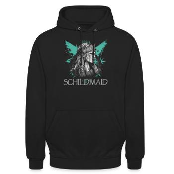 Schildmaid | Wikinger | Nordisch - Unisex Hoodie - Schwarz - Vorne - Alina (178cm) & Michal (187cm)