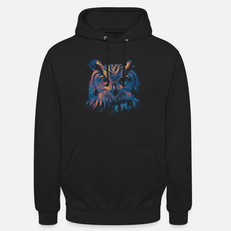 Farbige Eule - Unisex Hoodie - Schwarz
