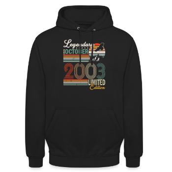 Legenden sind im Oktober 2003 Geboren Geburtstag - Unisex Hoodie - Schwarz - Vorne - Alina (178cm) & Michal (187cm)