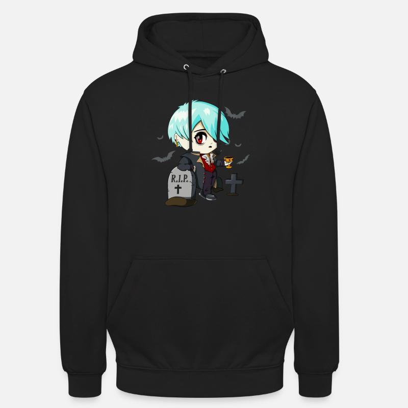 Gothic Vampir Emo Anime Goth Chibi Auf Friedhof - Unisex Hoodie - Schwarz