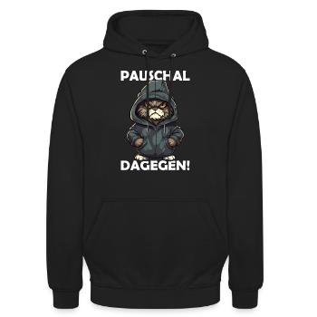 Pauschal dagegen - Bürohumor - Arbeitskollegen - Unisex Hoodie - Schwarz - Vorne - Alina (178cm) & Michal (187cm)