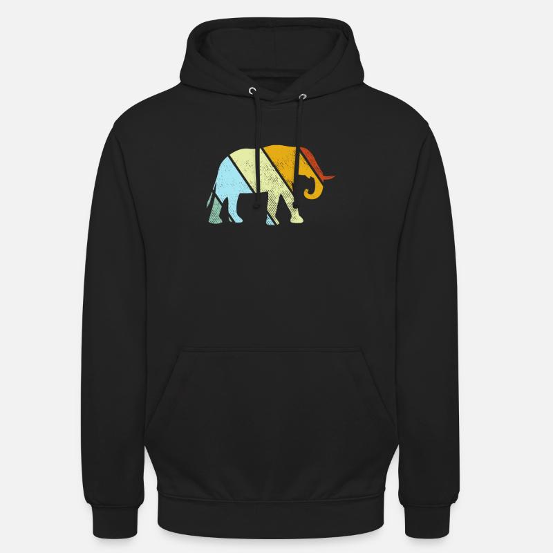 Éléphant Rétro - Sweat-shirt à capuche unisexe - noir