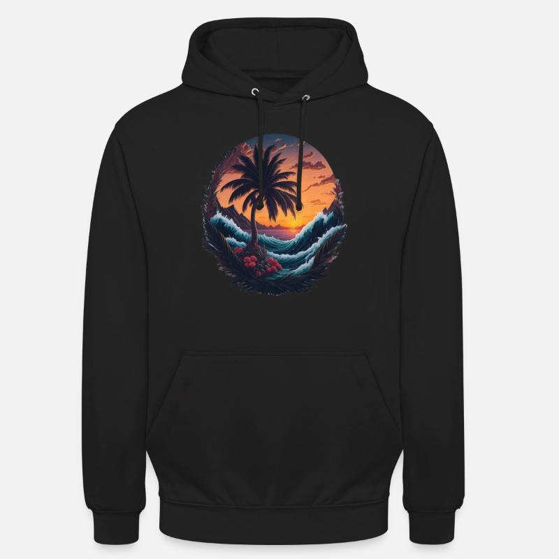 Vibrations de la plage - Sweat-shirt à capuche unisexe - noir