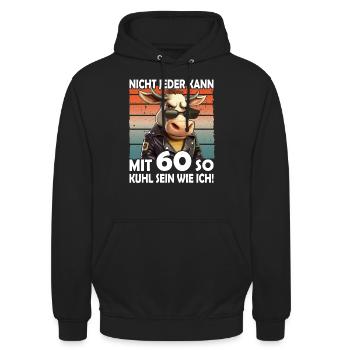 Nicht jeder kann mit 60 Jahren | 60. Geburtstag - Unisex Hoodie - Schwarz - Vorne - Alina (178cm) & Michal (187cm)