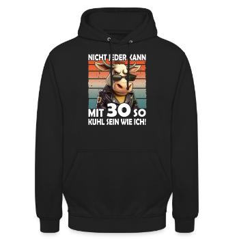Nicht jeder kann mit 30 Jahren | 30. Geburtstag - Unisex Hoodie - Schwarz - Vorne - Alina (178cm) & Michal (187cm)