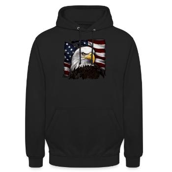 Patriotic USA Eagle | Joyeux 4 juillet - Sweat-shirt à capuche unisexe - noir - Devant - Alina (178cm) & Michal (187cm)