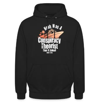 Noah war ein Verschwörungstheoretiker und es regnete - Unisex Hoodie - Schwarz - Vorne - Alina (178cm) & Michal (187cm)