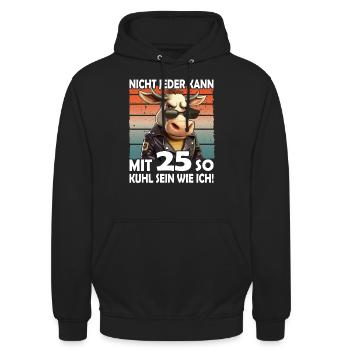 Nicht jeder kann mit 25 Jahren | 25. Geburtstag - Unisex Hoodie - Schwarz - Vorne - Alina (178cm) & Michal (187cm)