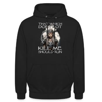 Vikings | Vikinger nordique | Bouclier Maiden - Sweat-shirt à capuche unisexe - noir - Devant - Alina (178cm) & Michal (187cm)