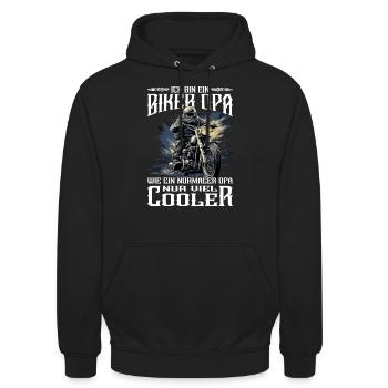 Biker Grandpa - Moto - Moto - Sweat-shirt à capuche unisexe - noir - Devant - Alina (178cm) & Michal (187cm)