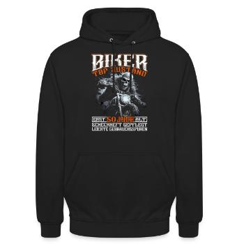 Motorradfahrer & Biker 50. Geburtstag - Unisex Hoodie - Schwarz - Vorne - Alina (178cm) & Michal (187cm)