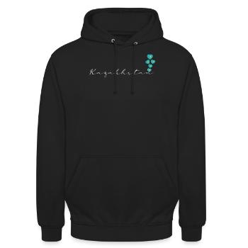 Kasachstan - Unisex Hoodie - Schwarz - Vorne - Alina (178cm) & Michal (187cm)