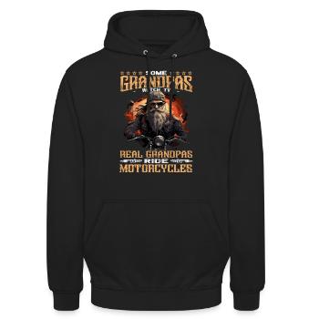 De vrais grands-pères font de la moto | Motocycliste - Sweat-shirt à capuche unisexe - noir - Devant - Alina (178cm) & Michal (187cm)