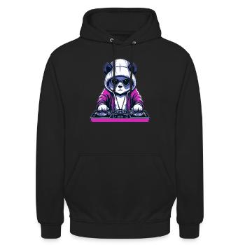 Techno Party Cyberpunk Rave Panda - Unisex Hoodie - Schwarz - Vorne - Alina (178cm) & Michal (187cm)