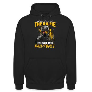 Ich brauch keine Therapie ich geh zum Paintball - Unisex Hoodie - Schwarz - Vorne - Alina (178cm) & Michal (187cm)