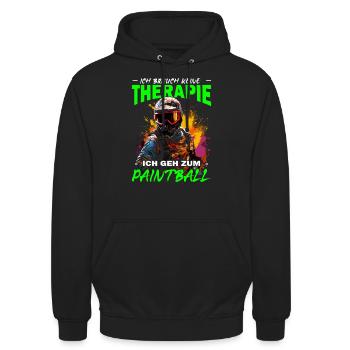 Ich brauch keine Therapie ich geh zum Paintball - Unisex Hoodie - Schwarz - Vorne - Alina (178cm) & Michal (187cm)