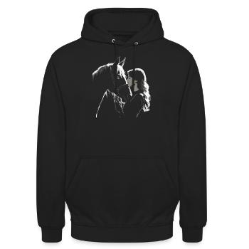 Rider & Horse | Horse Girl | Western Horseback Riding - Unisex Hoodie - black - Front - Alina (178cm) & Michal (187cm)