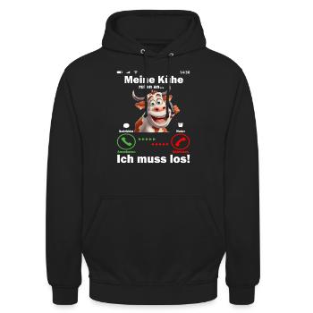 Meine Kühe rufen an - Michlbauer Kuhbauer Landwirt - Unisex Hoodie - Schwarz - Vorne - Alina (178cm) & Michal (187cm)
