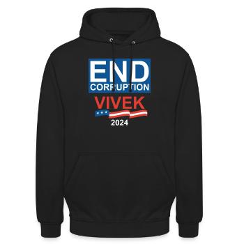 End Corruption Vivek Ramaswamy 2024 - Unisex Hoodie - black - Front - Alina (178cm) & Michal (187cm)
