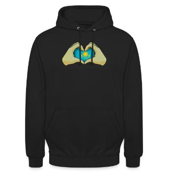 Kasachstan - Unisex Hoodie - Schwarz - Vorne - Alina (178cm) & Michal (187cm)