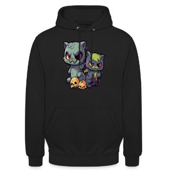Fête d'Halloween pour les amateurs de films d'horreur de chats zombies - Sweat-shirt à capuche unisexe - noir - Devant - Alina (178cm) & Michal (187cm)