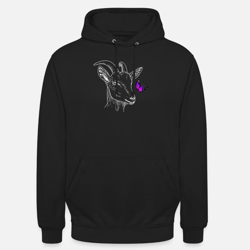 Chèvre avec papillon - Sweat-shirt à capuche unisexe - noir