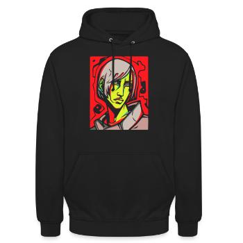 Ein cooler, gutaussehender Anime-Typ - Unisex Hoodie - Schwarz - Vorne - Alina (178cm) & Michal (187cm)