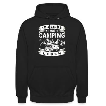 Camping Herzschlag Wohnmobil - Camper - Unisex Hoodie - Schwarz - Vorne - Alina (178cm) & Michal (187cm)