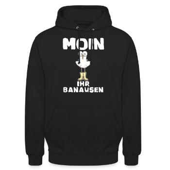 Moin | Begrüßung Norddeutschland Küste Norden - Unisex Hoodie - Schwarz - Vorne - Alina (178cm) & Michal (187cm)