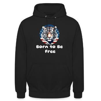 Born to be free | Tiger | USA - Unisex Hoodie - Schwarz - Vorne - Alina (178cm) & Michal (187cm)