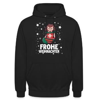 Frohe Weinachten - Unisex Hoodie - Schwarz - Vorne - Alina (178cm) & Michal (187cm)