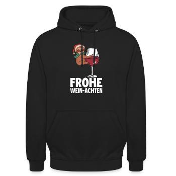 Faultier Weinglas Frohe Weihnachten - Unisex Hoodie - Schwarz - Vorne - Alina (178cm) & Michal (187cm)