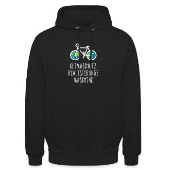 Klimaschutz Realisierungs Maschine Fahrrad Bike - Unisex Hoodie - Schwarz - Vorne - Alina (178cm) & Michal (187cm)