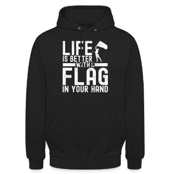 Drapeau agitant la fanfare garde de couleur - Sweat-shirt à capuche unisexe - noir - Devant - Alina (178cm) & Michal (187cm)