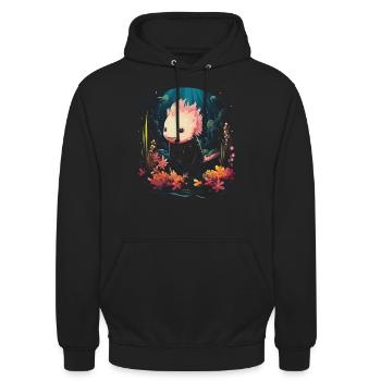 Mignon Axolotl Lover Artwork - Sweat-shirt à capuche unisexe - noir - Devant - Alina (178cm) & Michal (187cm)