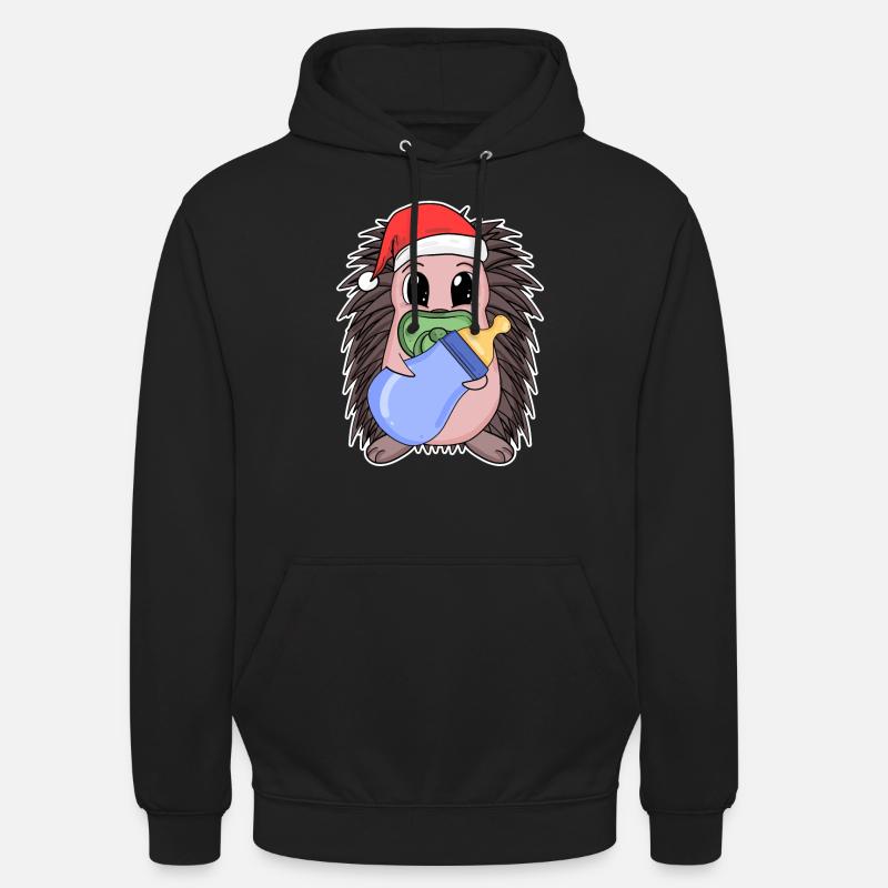 Hérisson bébé Noël - Sweat-shirt à capuche unisexe - noir