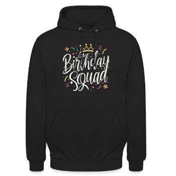 Diadème de princesse de l’escouade d’anniversaire - Sweat-shirt à capuche unisexe - noir - Devant - Alina (178cm) & Michal (187cm)