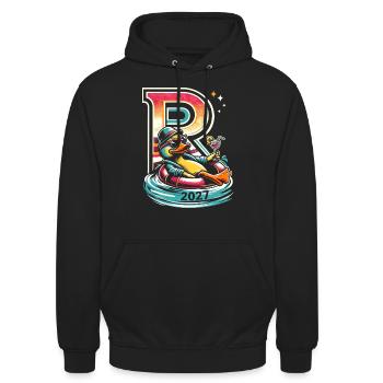 Rentner Geschenk Rente 2027 Ruhestand - Unisex Hoodie - Schwarz - Vorne - Alina (178cm) & Michal (187cm)