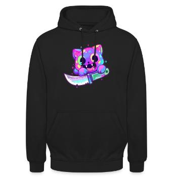 Cute Zombie Cat Electronic Music Festival DJ - Unisex Hoodie - Schwarz - Vorne - Alina (178cm) & Michal (187cm)