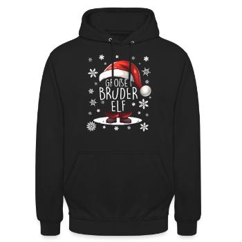 Weihnachten Großer Bruder Elf - Unisex Hoodie - Schwarz - Vorne - Alina (178cm) & Michal (187cm)