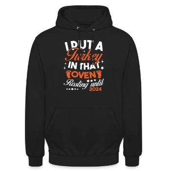 Ich stecke einen Truthahn in den Ofen 2024 - Unisex Hoodie - Schwarz - Vorne - Alina (178cm) & Michal (187cm)