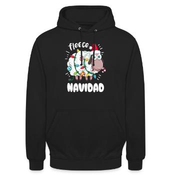 Lustiges Schaf wünscht Feliz Navidad Wortspiel - Unisex Hoodie - Schwarz - Vorne - Alina (178cm) & Michal (187cm)
