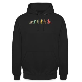 Fahrrad Retro Cycling Evolution Fahrrad - Unisex Hoodie - Schwarz - Vorne - Alina (178cm) & Michal (187cm)
