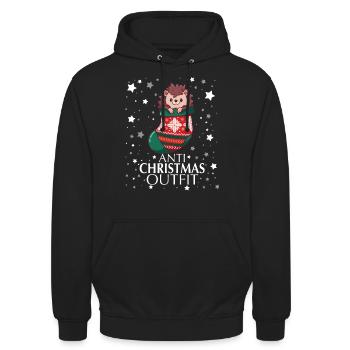 Tenue anti-Noël - Sweat-shirt à capuche unisexe - noir - Devant - Alina (178cm) & Michal (187cm)
