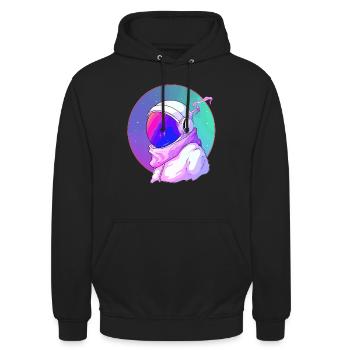 Trippy Psychédélique Rave EDM Party Astronaute - Sweat-shirt à capuche unisexe - noir - Devant - Alina (178cm) & Michal (187cm)