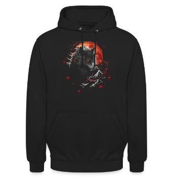 Wolf Japanisch Japanische Kunst Anime Traditionell - Unisex Hoodie - Schwarz - Vorne - Alina (178cm) & Michal (187cm)